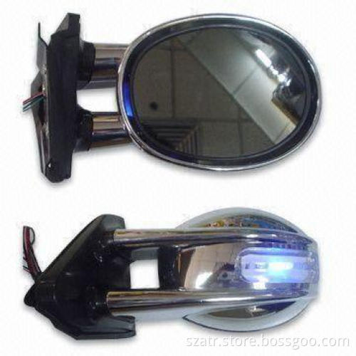 Car Rear View Mirror with LED Light and Black Agleam Painted